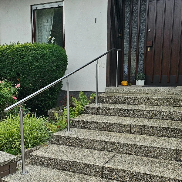 Haustür mit Edelstahl-Handlauf